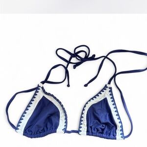 Indah Navy and White Bikini Top